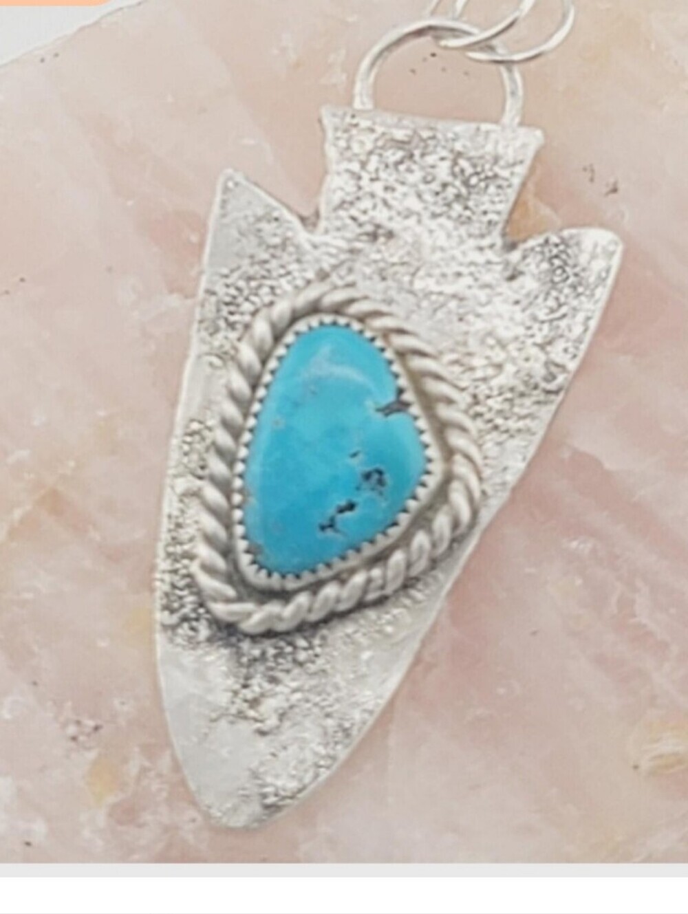 TURQUOISE ARROW SHAPE PENDANT HANDMADE IN STERLING SILVER - Picture 2 of 6